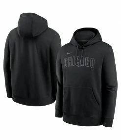 Outlet ⌛ Nike Chicago Cubs Blackout Wordmark Hoodie 🎉