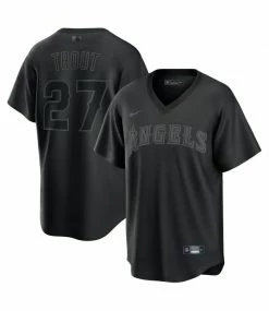 Discount 🥰 Nike Los Angeles Angels Mike Trout Pitch Black Fashion Jersey 😀