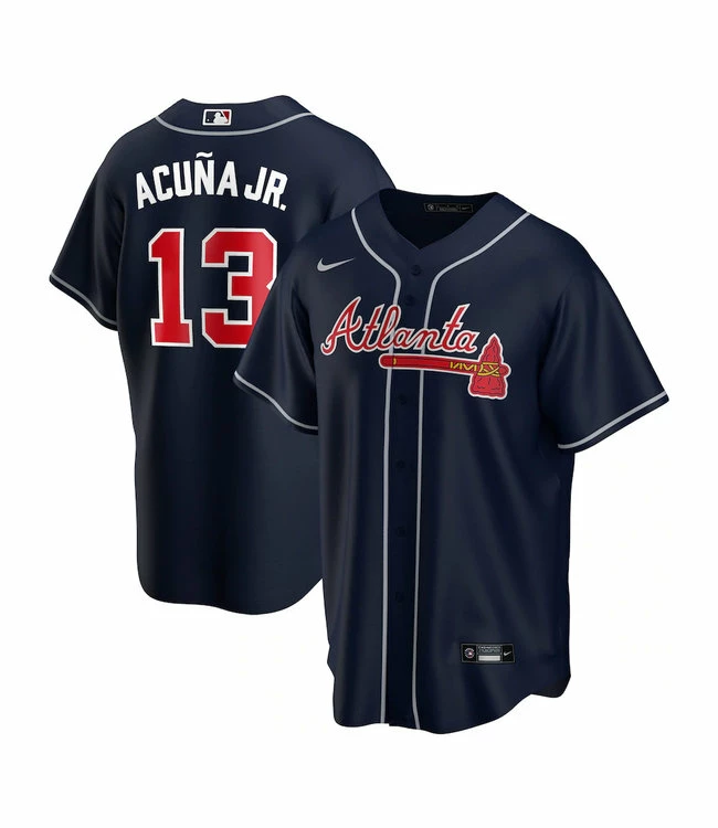 Promo ⭐ Nike Ronald Acuna Jr. Atlanta Braves Youth Navy Jersey ⭐ 3 Promo ⭐ Nike Ronald Acuna Jr. Atlanta Braves Youth Navy Jersey ⭐